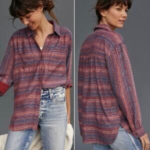 Anthropologie Pilcro Women’s Small Oversize Seamed Tunic Plum Metallic Comfy
